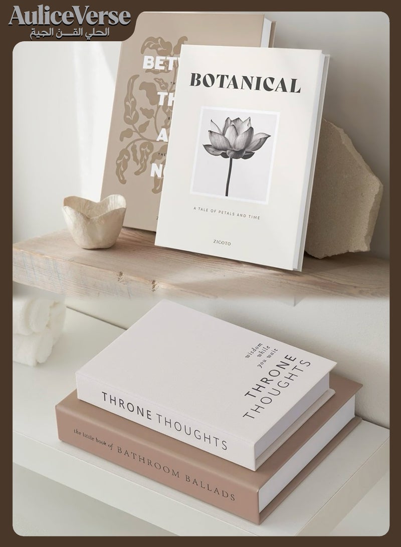 أوليس فيرس  ٤ قطع من كتب الزينة المحايدة للديكور المنزلي – كتب وهمية بتصميم نوردي حديث غير لامع | مجموعة كتب مزيّفة بسيطة للرفوف، طاولة القهوة، غرفة المعيشة، المكتب والغرفة، زينة أنيقة وعصرية - Image 1